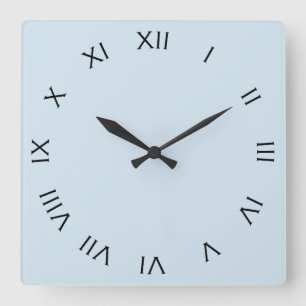 Black Roman Numbers On Blue wccn Square Wall Clock