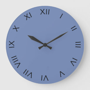 Black Roman Numbers On Blue wccnt Large Clock