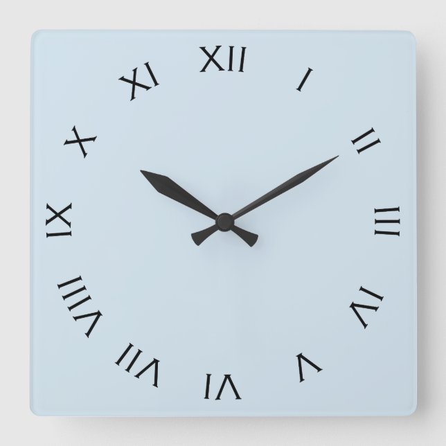 Black Roman Numbers On Blue wccnt Square Wall Clock (Front)