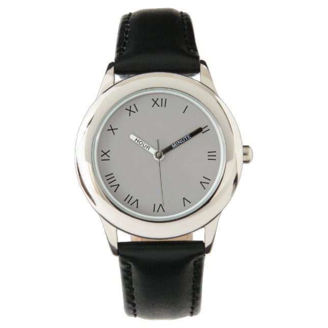 Black Roman Numbers on Grey Kids Watch arc1 (Front)