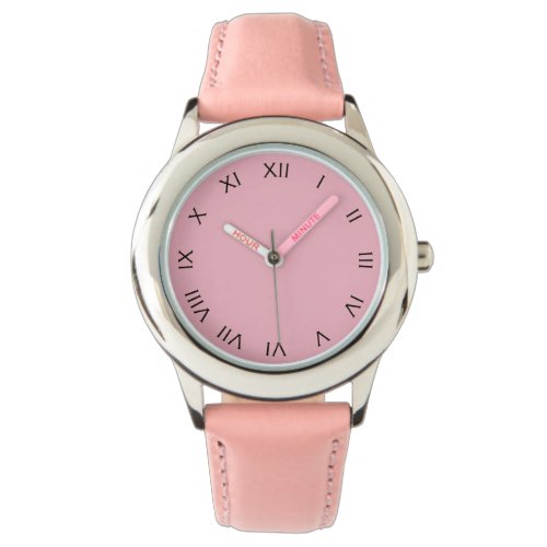 Black Roman Numbers on Pink Kids Watch cn