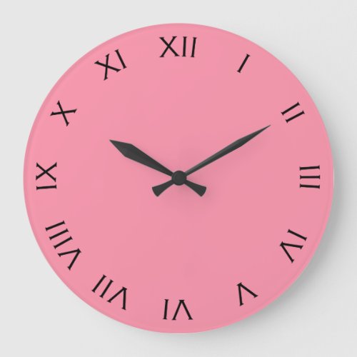Black Roman Numbers On Pink wccnt Large Clock