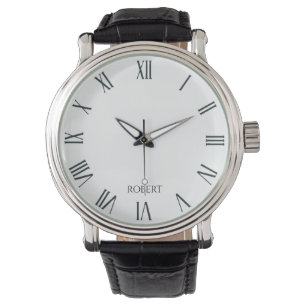 Black Roman Numerals Personalizable Name Watch