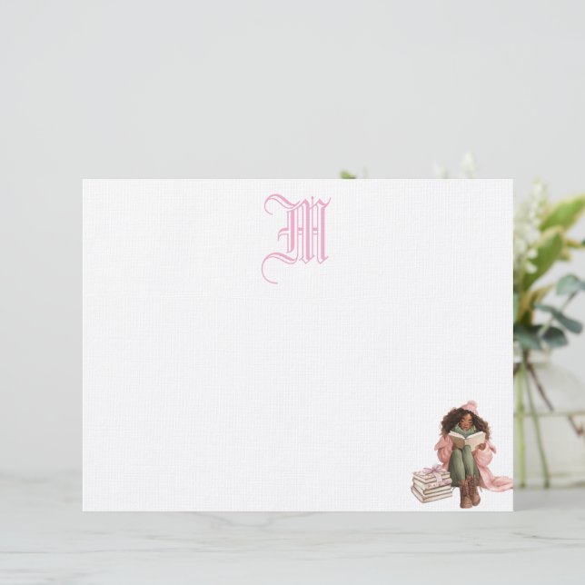 Black Romance Book Lover Personalized Letterhead (Standing Front)