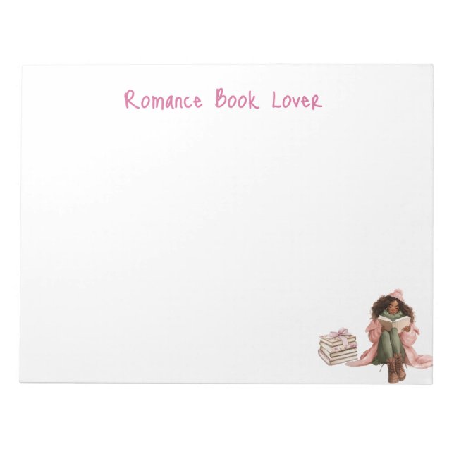 Black Romance Book Lover Personalized Stationery Notepad (Front)