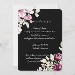 Black Romantic Bloom Floral Peony  Invitation