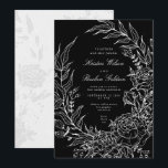 Black Romantic Flower White Wreath White Wedding Invitation<br><div class="desc">Black Romantic Flower White Wreath White Wedding Invitation for a beautiful elegant formal wedding. Hand drawn original illustrations. Stylish Classic formal wedding.</div>