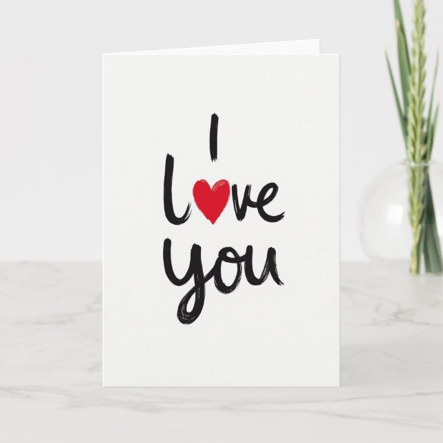 Black Romantic Love Heart Card (Front)