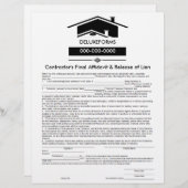 Black Roof Final Affidavit & Release of Lien Form (Front/Back)