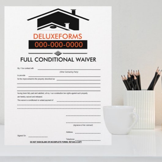 Black Roof Full Conditional Waiver Form