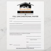 Black Roof Full Unconditional Waiver Form (Front)