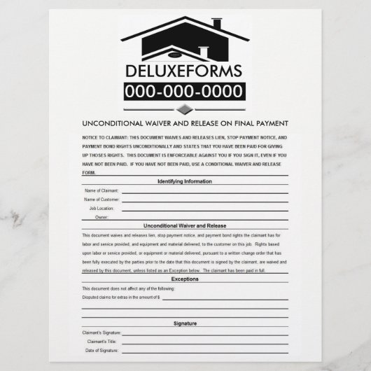 Black Roof Unconditional Waiver & Release on Final (Front)