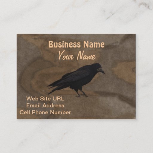 Customizable Black Rook British Corvid and Rustic Background Business Cards