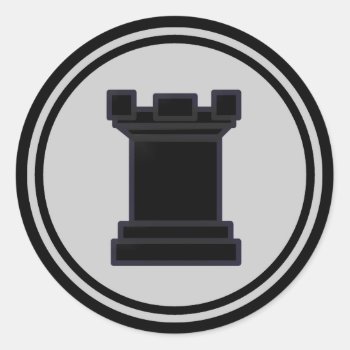 Black Rook Chess Piece Classic Round Sticker by Chess_store at Zazzle