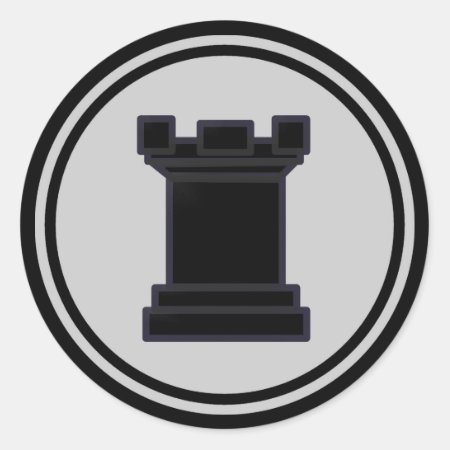 Black Rook Chess Piece Classic Round Sticker