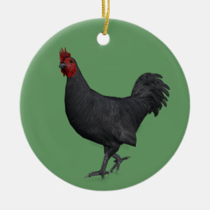Black Rooster Ceramic Ornament