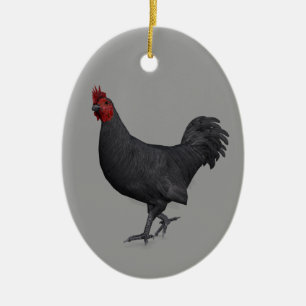 Black Rooster Ceramic Ornament