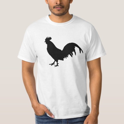 Black Rooster Cockerel Chicken Silhouette T_Shirt