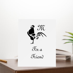 Black Rooster Crowing Silhouette Foam Board
