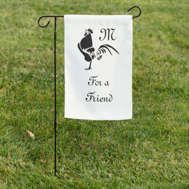Black Rooster Crowing Silhouette Garden Flag (In SItu)