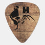 Black Rooster Crowing Silhouette Monogram Guitar Pick
