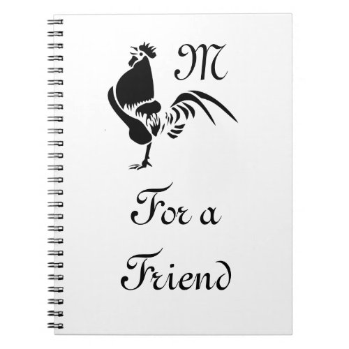 Black Rooster Crowing Silhouette Notebook