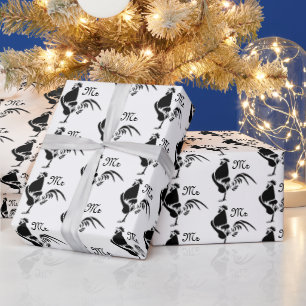 Black Rooster Crowing the Good Morning Alarm Wrapping Paper