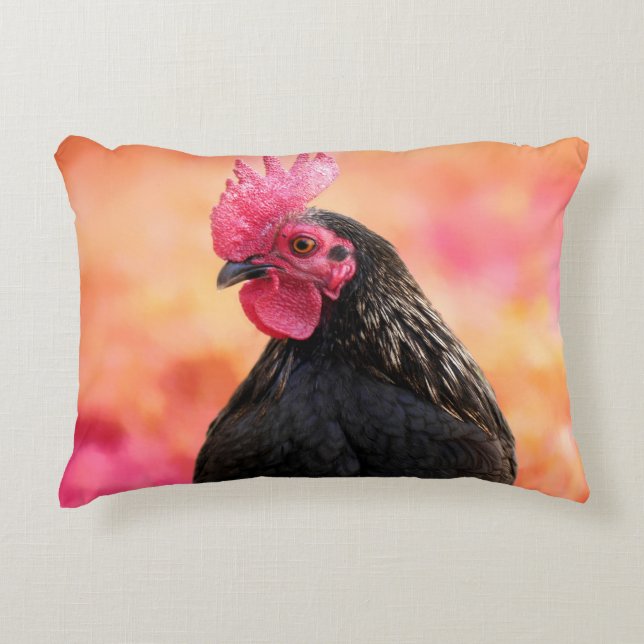 Black Rooster Decorative Pillow (Front)