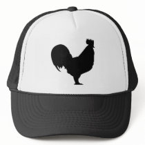 black rooster icon trucker hat