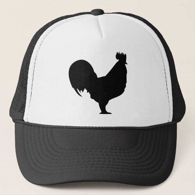 black rooster icon trucker hat (Front)