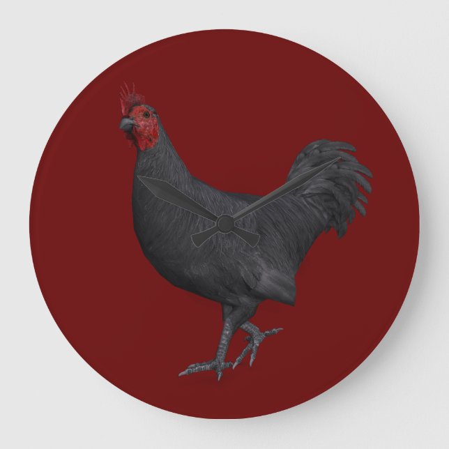 Black Rooster Large Clock (Front)