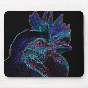 black rooster mouse pad