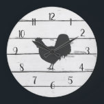 Black Rooster Rustic Shiplap Farmhouse Decor Large Clock<br><div class="desc">Enjoy our rustic black rooster silhouette shiplap french parisian clock.</div>
