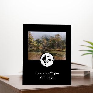 Black Rooster Silhouette Monogram Photo Foam Board