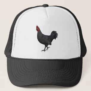Black Rooster Trucker Hat