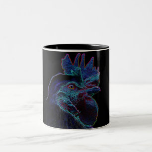 black rooster Two-Tone coffee mug