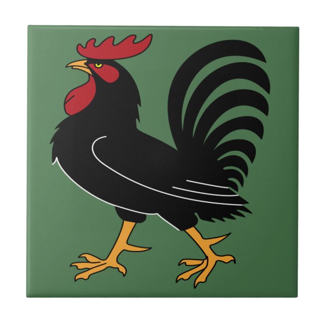Black Rooster with Red Comb Tile (Front)