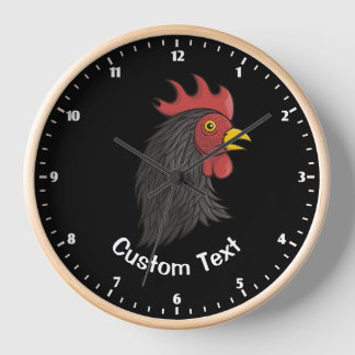 Black Rooster's Head Clock