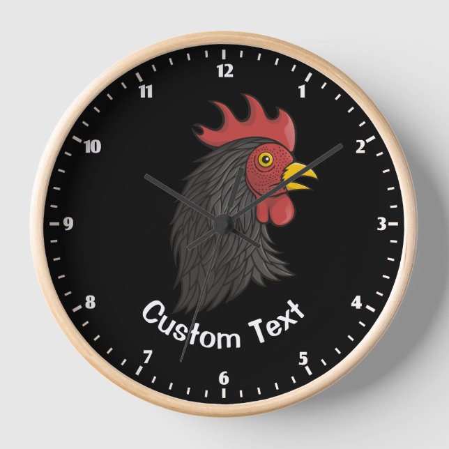 Black Rooster's Head Clock (Front)