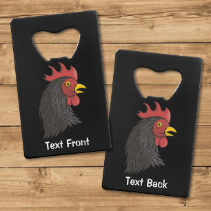 Black Rooster's Head Credit Card Bottle Opener
