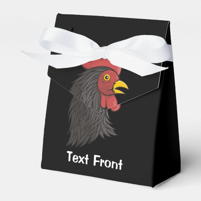 Black Rooster's Head Favor Boxes (Front Side)