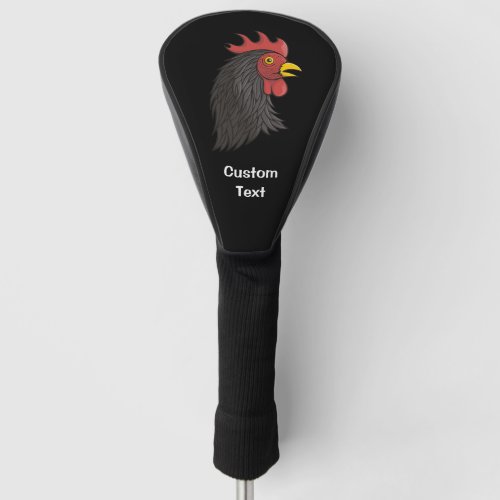 Black Roosters Head Golf Head Cover