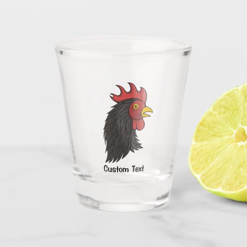 Black Roosters Head Shot Glass