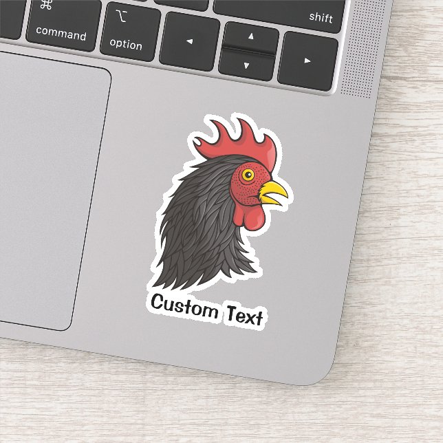 Black Rooster's Head Sticker (Detail)