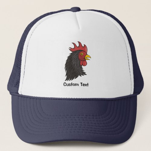 Black Roosters Head Trucker Hat
