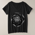 Black Rose accent Plus Size V-Neck T-Shirt