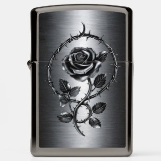 Black Rose and Metallic Thorns Gothic2 Zippo Lighter