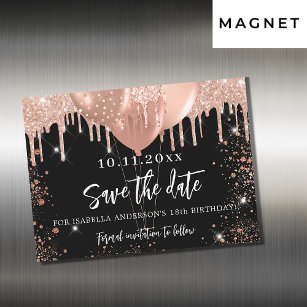 Black rose birthday party magnet save the date