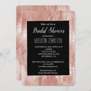 Black Rose Blush Pink White Shell Invitation