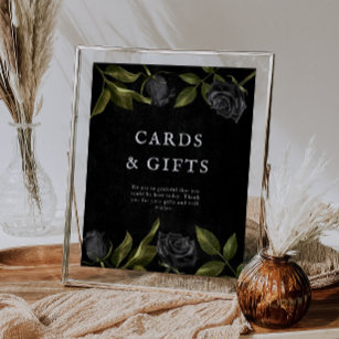 Black Rose Bridal Shower Cards and Gifts Sign